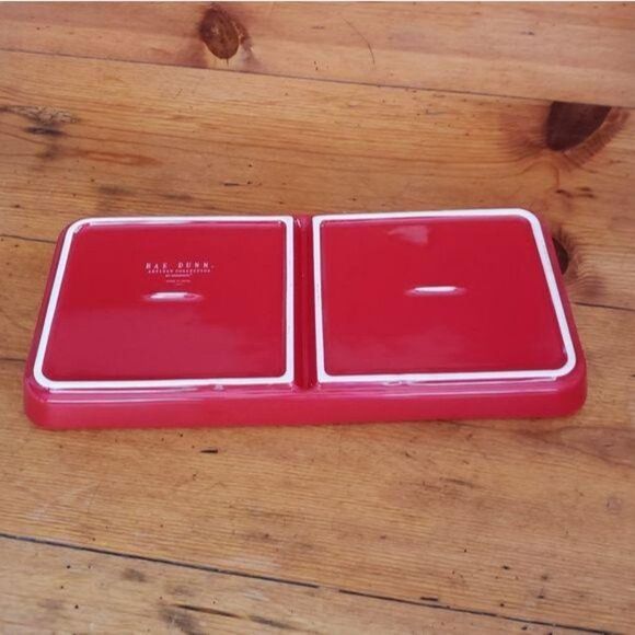New Rae Dunn Naughty Nice Red Ceramic Tray Red White - Picture 4 of 6
